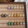 Pendientes Simples de Perla Shijia Diamante de Alto Carbono Pendientes de Diseño Nicho de Lujo Ligero Blanco Frío Imitación Blanco Australiano Verde Pavo Real de Tahití