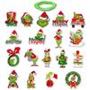 Etiqueta de decoración navideña, colgante de árbol de Navidad, joyería, colgante de fiesta temática del Grinch, etiqueta de regalo