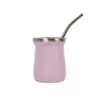 Mini garrafa térmica de aço inoxidável transfronteiriça, caneca de cerveja em couro sintético, copo de café a vácuo de camada dupla com colher, copo de água