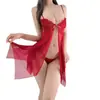 Ahao lencería sexy sexy para mujer con aro de acero push up vestido de una pieza con tirantes camisón seductor uniforme encaje pasión pijamas