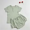 Conjunto de Verano para Bebé de Dos Piezas con Camiseta de Manga Corta y Shorts Ropa Transpirable para Dormir Ropa para Aire Acondicionado para Bebés de 0 a 1 Año