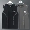 Camiseta Esportiva com Sensação de Gelo para Homens 2026 Novo Uniforme de Basquete Seda de Gelo Respirável Secagem Rápida Top Fitness Sem Mangas Tendência Nacional Camiseta