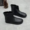 Botas de Cano Curto Femininas Versáteis Retrô Feitas à Mão em Couro Genuíno Botas Martin Botas Curtas Casuais de Salto Baixo Outono Inverno Couro Bovino Macio Britânico Botas da Moda