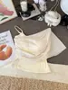 Nuevo estilo de verano, sexy camisola de malla para mujer con copas, favorecedora espalda, entallada en la cintura, adelgazante, adecuada tanto para llevar sola como debajo de otra prenda, top de hombros descubiertos