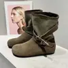 Botines Birkenstock Estilo Coreano Hebilla Retro Punta Redonda Suela Gruesa para Mujer 2026 Nuevo Estilo Otoño/Invierno Botas Versátiles de Temperamento Adelgazantes