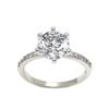 Anel Clássico Espelhado Cruzado Seis Garras, Anel Feminino Zircônia Coração High-End, Anel de Diamante Ecologicamente Correto, Joia da Moda de Luxo Europeia e Americana Personalização