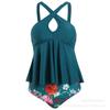 Biquíni 2025 Europeu e Americano Cruzado Dividido Maiô Feminino Estampado Multicolorido Tamanho Grande Transfronteiriço Cobrindo a Barriga