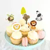 Toppers de Animales León Elefante Hoja Verde Selva Tropical para Decoraciones del Día del Niño Fiesta de Cumpleaños