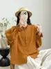 Elegante y artística camisa de gasa de algodón con mangas de encaje para mujer, nuevo estilo de otoño, moderna, rejuvenecedora, adelgazante, camisa casual al por mayor