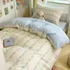 Juego de cama de tres piezas para dormitorio de estudiante universitario, estilo sábana bajera, 100% algodón puro, funda nórdica, sábana, ropa de cama, juego de seis piezas para colchón