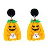Pendientes Nuevos de Halloween Transfronterizos Flor Linda Calabaza Calavera Fantasma Geométricos Acrílicos Pendientes de Nicho