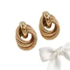 Pendientes de botón con diseño de nudo de múltiples bucles cruzados, pendientes de temperamento moderno, estilo europeo y americano para mujer, joyería simple y versátil para el día a día
