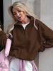 Sudadera Deportiva para Mujer de Moda Simple y Casual Estilo Francés, Nueva Ropa Exterior de Color Sólido de Nicho para Otoño e Invierno 2025