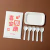 Bolsa de Papel de Paz, Alegría y Bienestar Set de Cuchillo, Tenedor y Plato para Pastel Set de Plato y Tenedor Rectangulares Vajilla Cumpleaños Set Tres en Uno