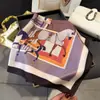 Lenço de Seda Estampado Jinyuan Yahi Caizhun, Xale de Luxo, Lenço de Pescoço com Proteção Solar, Lenço de Cabeça, Lenço Feminino
