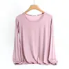 Camiseta Básica Modal Manga Longa Feminina Estilo Coreano Nova Gola Redonda Outono Primavera Plus Size Transfronteiriça Top Fino de Outono