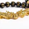 Pulsera Pixiu de Obsidiana Sintética, Pulsera de Cuentas de Ágata Sintética con Buda y Mantra de Seis Palabras, Joyería de Pulsera Pequeña para Transmisión en Vivo