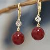 Widney Misty Jewelry Brincos de feijão de acácia de luxo leve de alta qualidade Fivela de orelha de pérola vermelha Brincos elegantes e doces