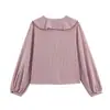 Atacado Verão 2025 Novo Estilo Europeu e Americano Feminino Camisa Decorativa em Camadas de Xadrez Pequeno 11807