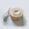 Base de Cubo de Bola de Cristal Luminosa de Madera Maciza Portalámparas Redondo de Luz de Colores Enchufe USB Adorno de Base Giratoria de Madera
