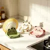 Estante para ollas con forma de animal de caricatura, portautensilios para encimera, organizador de encimera de cocina para ollas, sartenes y tablas de cortar, solución de almacenamiento creativa y linda