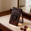 Espejo de Doble Cara de Sándalo Rojo, Espejo de Aumento Plegable con Tapa abatible, Espejo Pequeño Portátil, Artesanía de Madera de Mano, Venta al por Mayor