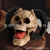 Nuevos productos transfronterizos casco cráneo alcancía artesanías de resina cuernos alcancía de cráneo regalos de Halloween