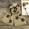Cachecol de Lã Infantil Outono e Inverno Xadrez Diamante Longo Tricotado Floral Cor Contrastante Quente para Meninos e Meninas