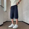 Calças Cropped Estilo Verão 2026 Seda de Gelo Finas Respiráveis Largas Versáteis Shorts Calças Casuais para Adolescentes