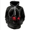 Nova Tendência Transfronteiriça temu Caveira Impressão Digital 3D Casual Moletom com Capuz Moletom Masculino