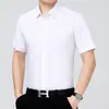 Camisa de Seda de Morera para Hombre de Verano, Estilo Nuevo, Manga Corta, Versátil, Delgada, Casual de Negocios para Hombres de Mediana Edad, Sin Planchar