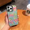 Estilo dulce y genial, estampado de leopardo arcoíris, funda de teléfono pintada colorida para mujer, iPhone 18 Pro Max, funda protectora mate color block de moda
