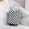 Bolsa tejida de polipropileno de plástico de color, bolsa de compras portátil, cesta de regalo de mano, cesta de comida DIY, bolsa, fábrica al por mayor