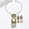 Conjunto de Collar y Pendientes de Estilo Étnico con Diseño Único, Joyería de Espejo con Borlas, Accesorios de Estilo Étnico