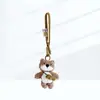 Chaveiro Pingente Decorativo Urso Fofo DIY Feito à Mão com Cordão Marrom para Carro e Celular