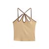 Camisola de mujer con cuello de pétalo de flor de nicho con diseño de top pequeño y ombligo para interior y exterior de primavera y verano