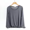 Camiseta Básica Modal Manga Longa Feminina Estilo Coreano Nova Gola Redonda Outono Primavera Plus Size Transfronteiriça Top Fino de Outono