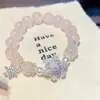 Pulsera Blanca de Copo de Nieve con Cristal Rosa Natural para Mujer, Pulsera Completa de Diamantes Vestido de Novia Moonlight Pulsera Rosa para Niña Joyería