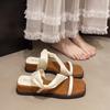 Sandálias Anabela de Design Nicho Calçado Feminino 2025 Verão Nova Moda Bico Quadrado Aberto Espessas Chinelos