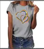 Nova camiseta casual estampada de manga curta solta estilo europeu e americano para mulheres 2