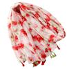 Bufanda hilo Bali bufanda de seda pequeña fresca dama dulce estilo pastoral flor rosa roja borla chal de viaje mujer