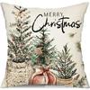 Funda de Almohada Navideña Caliente de Invierno Transfronteriza Papá Noel Muñeco de Nieve Pino Sofá Decorativa Lino