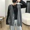 Cárdigan de punto sin mangas para mujer, de otoño e invierno, adelgazante, corte holgado, longitud media, con un diseño elegante