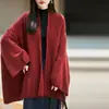 Cárdigan de punto de lana pura para mujer, manga larga, color liso, sin botones, corte holgado, talla grande, abrigo cálido, nuevo estilo otoño/invierno, moderno