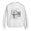 Sudadera con Estampado de Letra Ojo Creativo Cuello Redondo para Hombre Primavera y Otoño Holgada Tendencia Streetwear Decoración de Costuras Ropa Deportiva