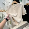 Camiseta de Punto de Manga Corta con Cuello Henley para Hombre, Textura de Punto de Alta Gama, Camiseta Deportiva Casual, Prenda para Hombre