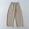 Calças Casuais Elásticas na Cintura para Outono e Inverno para Mulheres, Estilo Americano Versátil com Cordão, Forradas com Fleece, Emagrecedoras, Longas, Calças de Moletom Esportivas de Pernas Retas