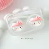 Estojo Criativo Fofo Brilhante para Lentes de Contato, Estojo Tridimensional de Desenho Animado para Lentes de Contato, Mini Estojo Duplo Companheiro com Anel de Borracha, Atacado
