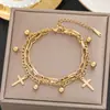 Centenas de Pulseiras Meichen Europeias e Americanas Ouro 18K Não Desbota Aço Titânio Femininas Simples e Versáteis Ins Personalizadas Moda Joias de Mão