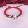 Este año 12 Zodiaco 3D pulsera tobilleras Zodiaco 999 plata de ley pulsera de cuerda roja para niños salida de fábrica